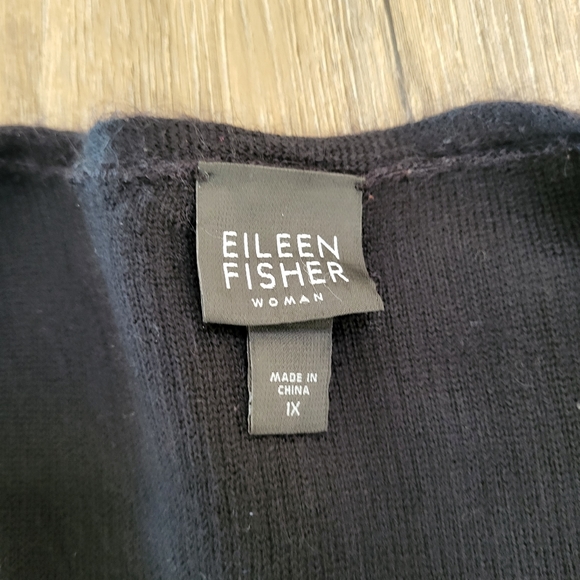 Eileen Fisher Open Front Cardigan Sweater Wool Mohair Size 1X Waterfall Black - Picture 5 of 8